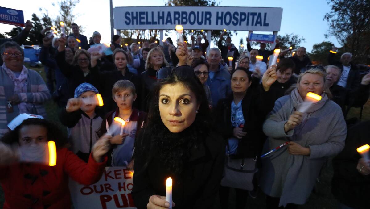 Irene Hatzipetros and supporters held a vigil in September in an effort to stop the hospital being privatised. Picture: ADAM McLEAN
