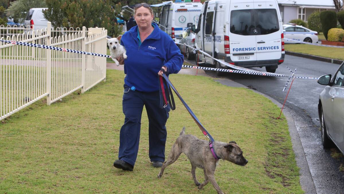 Dogs in the care of murder victim Kristie Powell were removed from the home Friday morning. Picture: Sylvia Liber