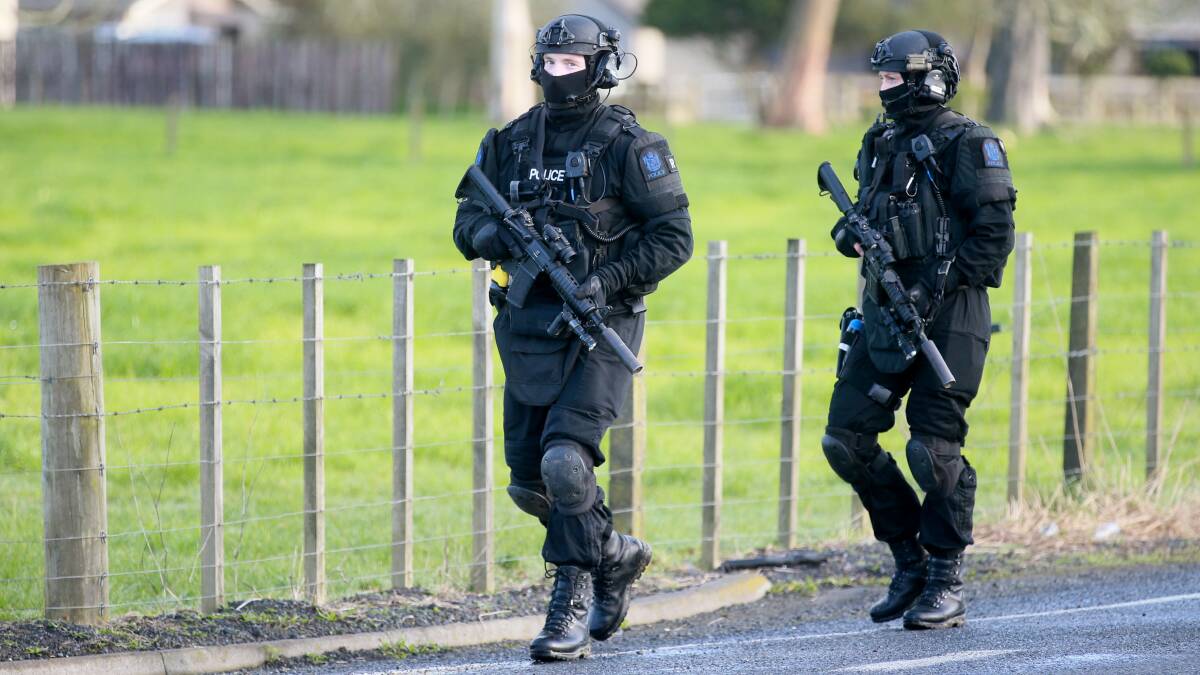 New Zealand Armed Offenders Squad members near the scene. Picture: Mark Taylor/Stuff