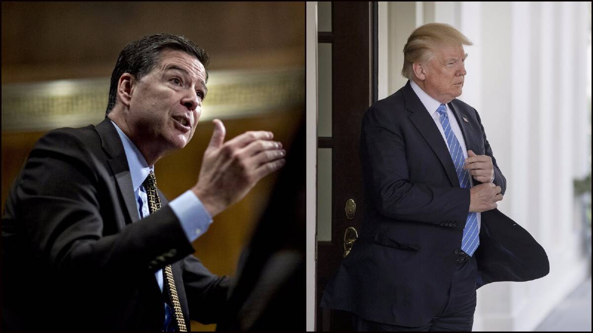 Left: James Comey, director of the Federal Bureau of Investigation (FBI), speaks during a Senate Judiciary Committee hearing in Washington, DC. Photo: Andrew Harrer/Bloomberg Right: Donald Trump. Photo: Aaron P. Bernstein/Bloomberg