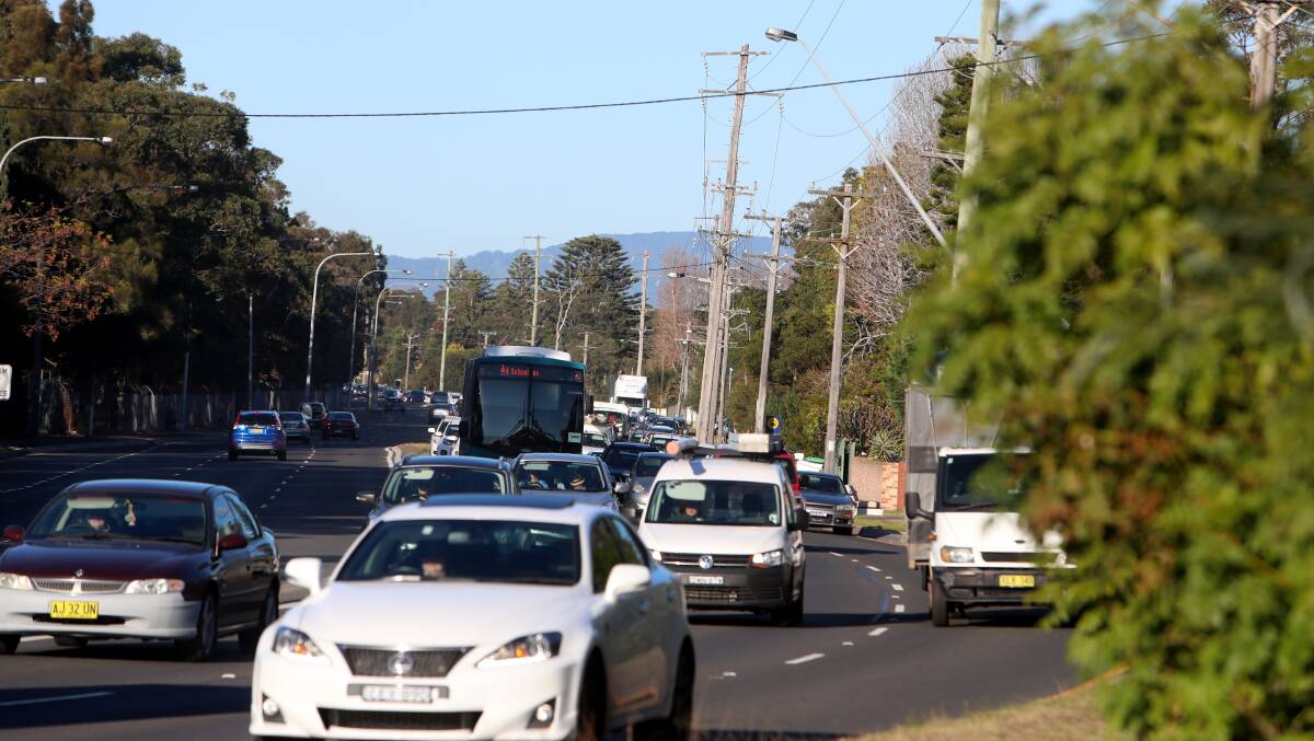 Traffic was heavy on Windang Road after an accident on Monday morning. 