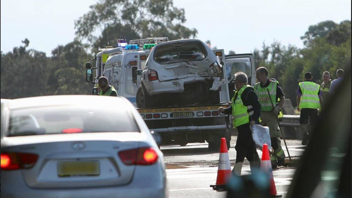 Traffic is heavy after a car fire on the M1 near Dapto on Friday. Picture: Adam McLean