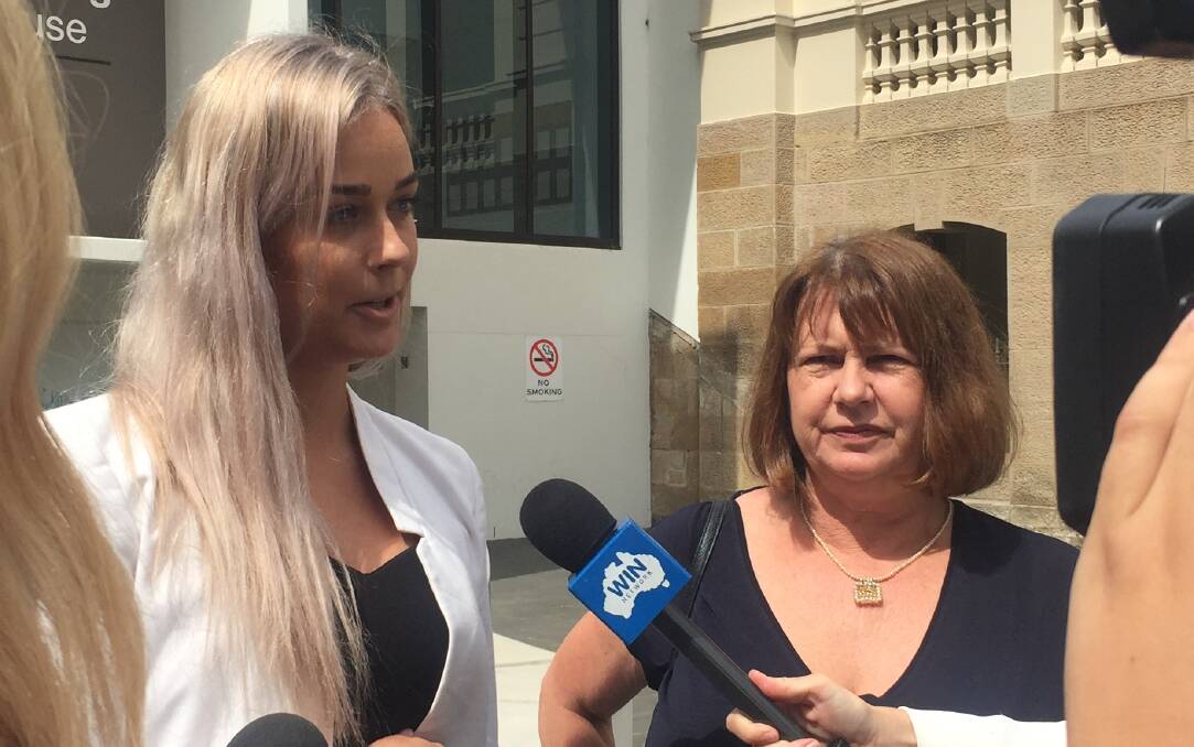 Aleisha Brooke-Smith and Michelle Gripton outside Wollongong court on Friday.