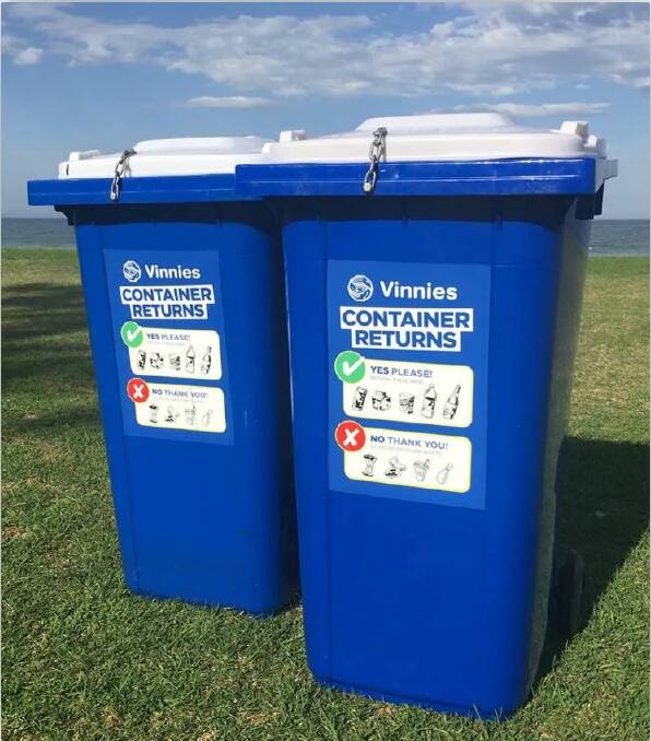 Holy Spirit College had Vinnies blue bins installed. Picture: Vinnie's Wollongong/Facebook