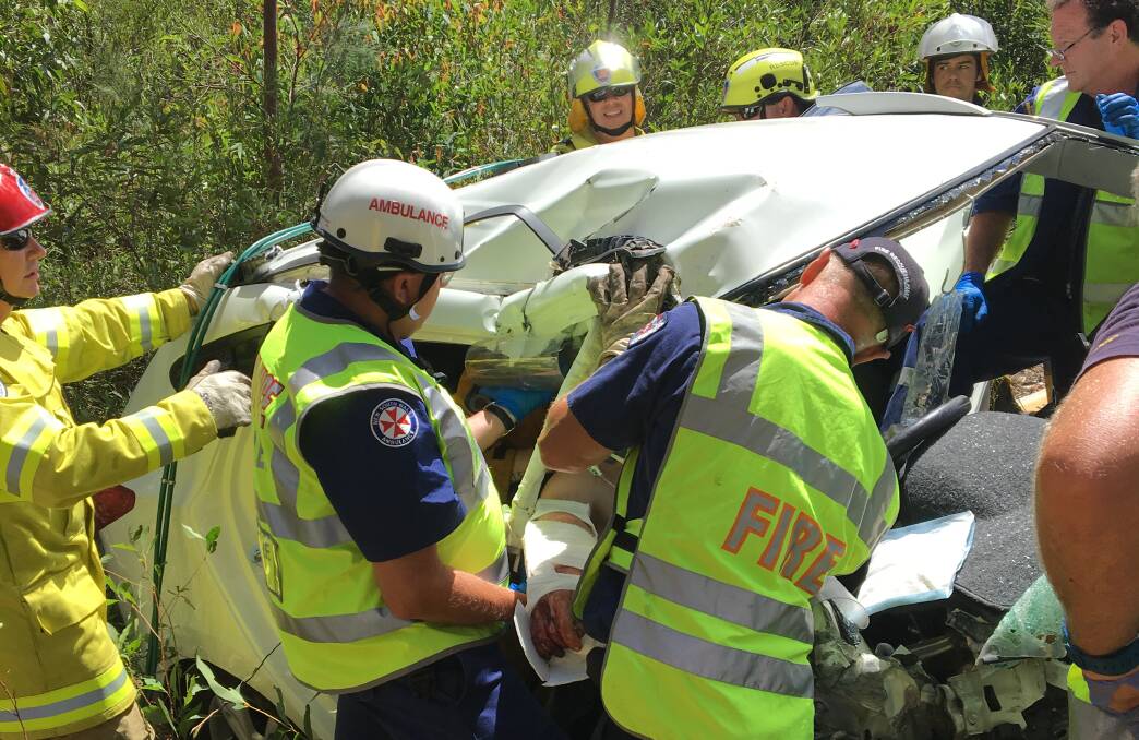 The car was spotted about 20 metres from the roadway near Crangan Bay. Photo: Supplied