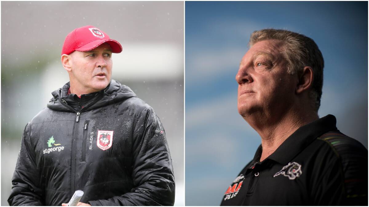 Phil Gould (right) is tipped to lead St George Illawarra's end of season review. Pictures: Adam McLean and Wolter Peeters