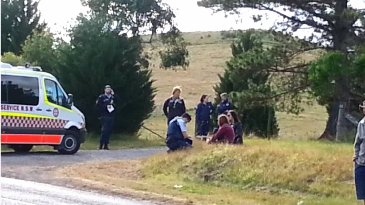 Paramedics at the scene of Saturday's skydive accident at Wilton. Picture: TNV