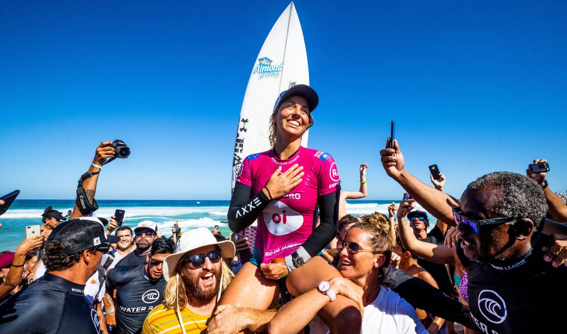 Sally Fitzgibbons has qualified for the Olympics in Tokyo when surfing makes its debut at the Games. Picture: WSL, Damien Poullenot