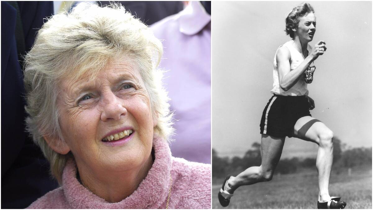 Betty Cuthbert. Picture: Michael Rayner. Right: Betty in 1955. Picture: Ern McQuillan