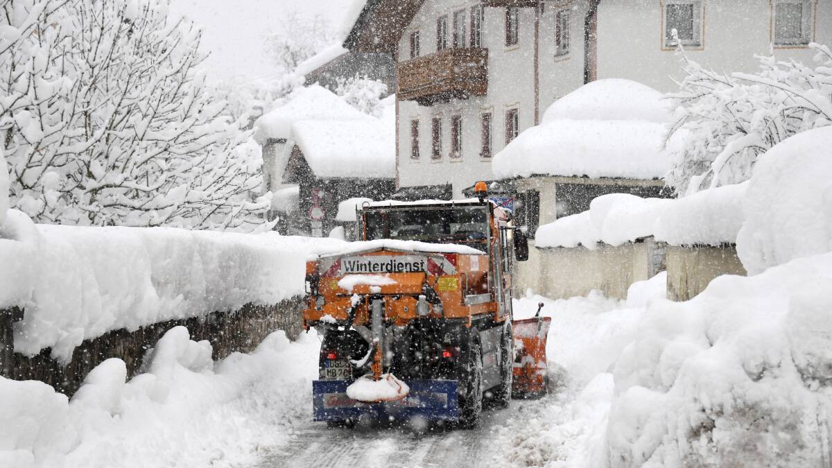 A snow plough cleans a street in Berchtesgaden, southern Germany. Picture: AP