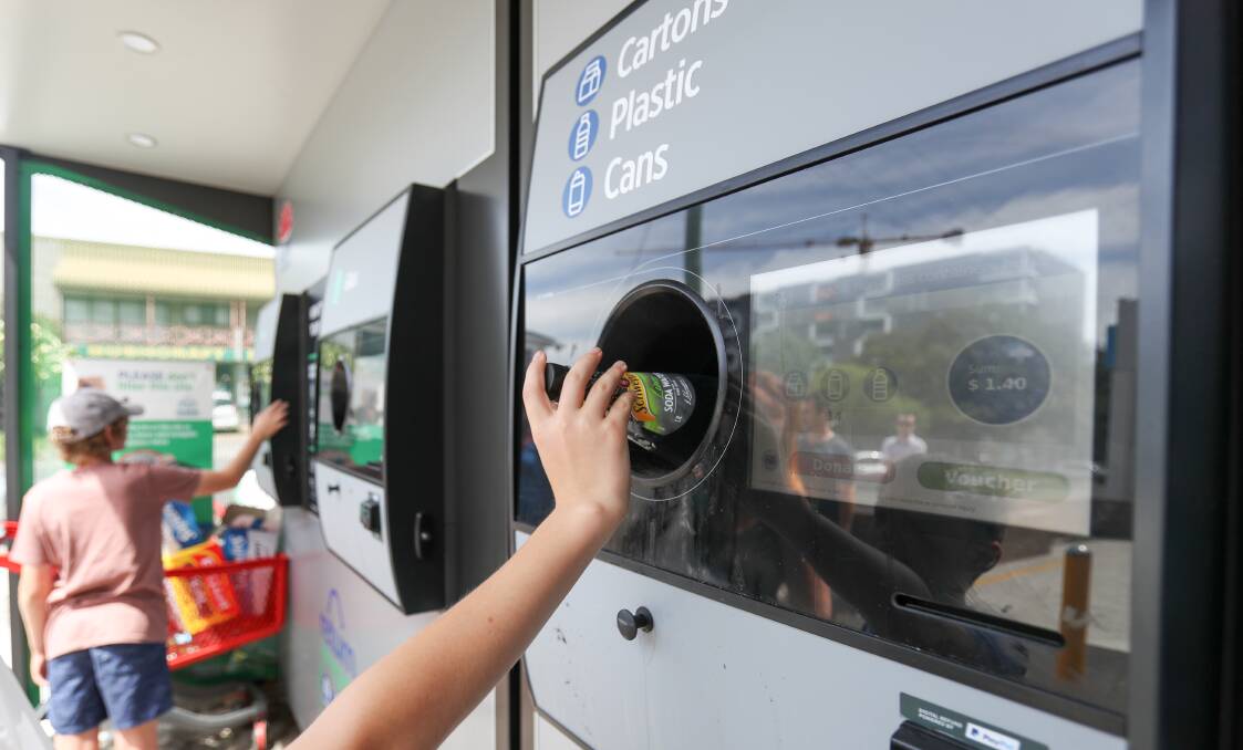 CASHING IN: The reverse vending machine at Woolworths Wollongong.