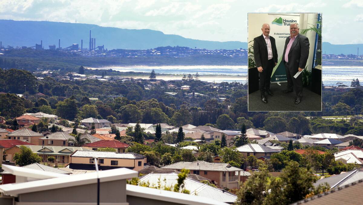 BUDGET TALK: Addressing housing affordability was a key issue in this year's budget. (Inset) Housing Trust acting CEO Lindsay Kelly and chairman David Campbell on Wednesday. 