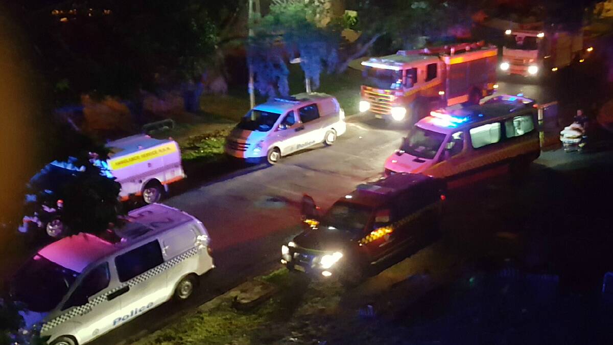 Emergency services outside the Myuna Way complex after the incident in 2017. 
