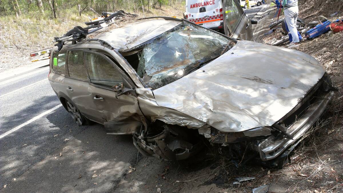 Robert Standen's car after it crashed on the south coast in 2012. Picture: Supplied