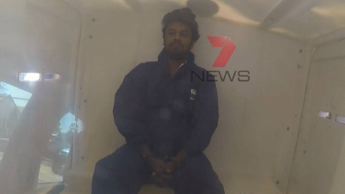 Bhanu Alan William Kirkman in police custody prior to his court appearance on Tuesday. Picture: Seven News