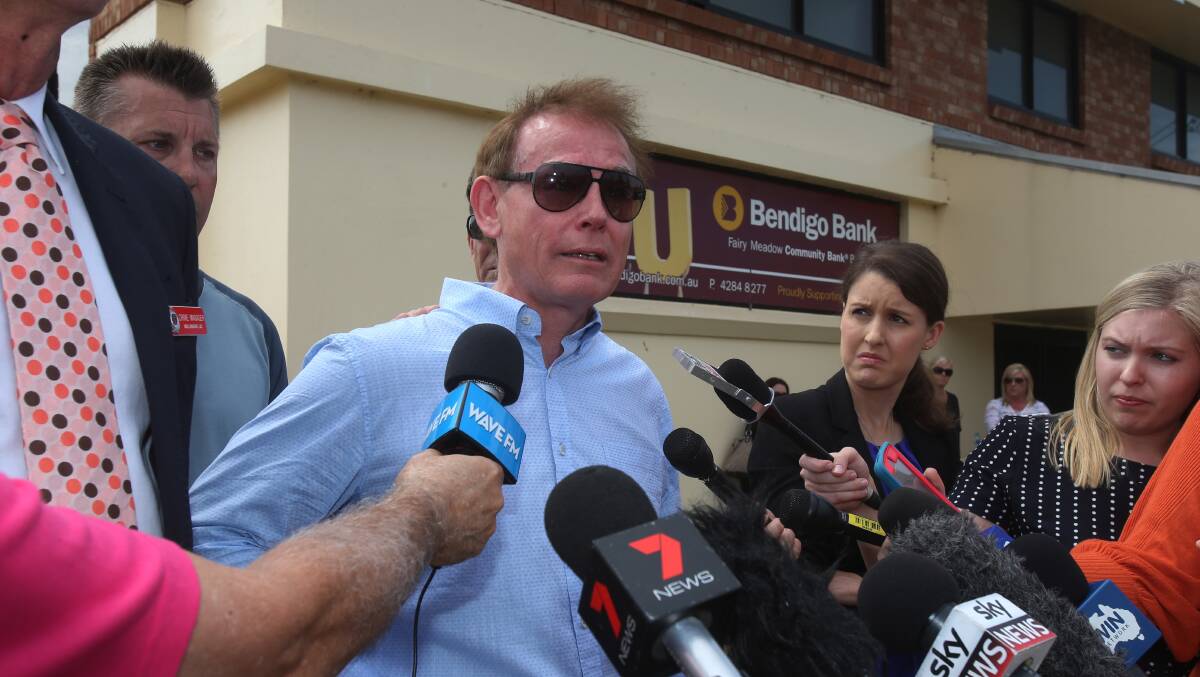Cheryl's brother Ricki Grimmer at a press conference at Fairy Meadow Surf Club in 2016. Picture: Robert Peet
