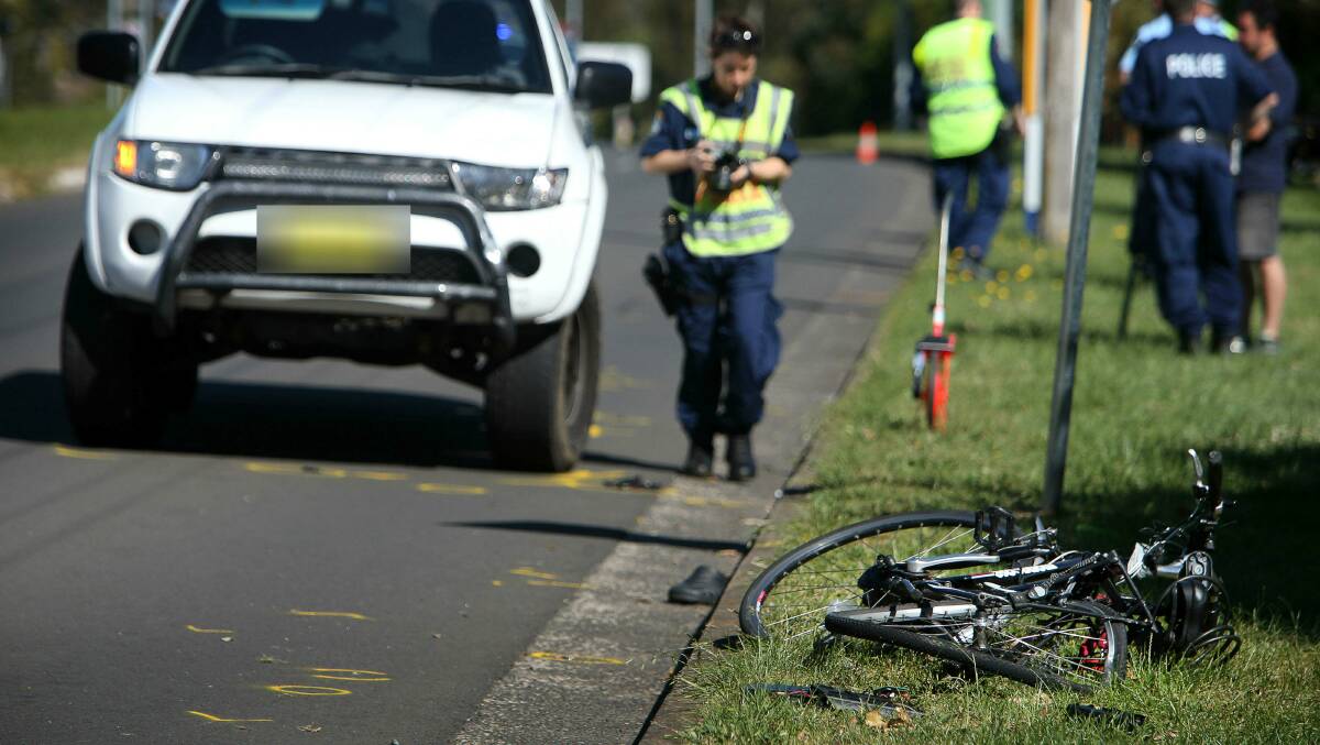 A cyclist was killed in a crash with a car on Wattle Road, Shellharbour on Tuesday. Picture: SYLVIA LIBER