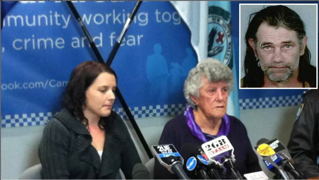 Scott Hammond, inset; and his mother Josephine Hammond, centre, and niece Kylie Gillies at a press conference with police in 2013. Main photo: Kerrie Armstrong