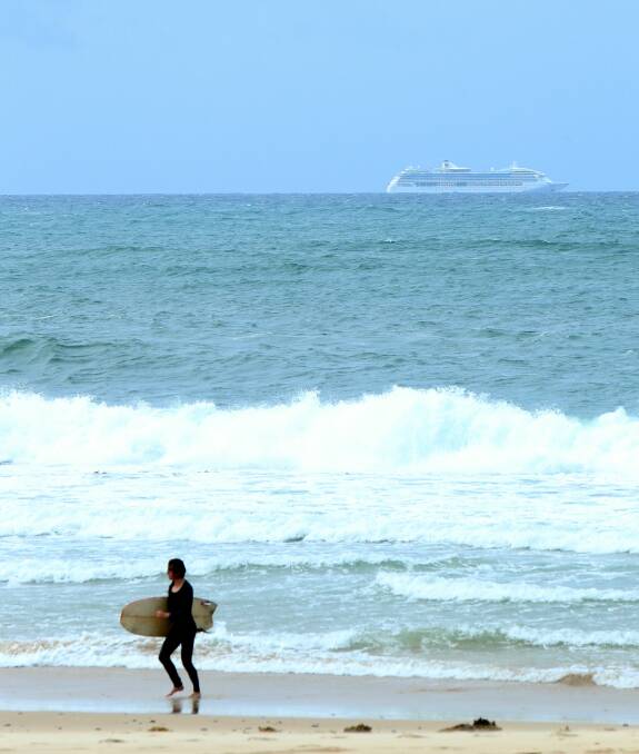 Radiance of the Seas off Wollongong harbour on Monday. Picture: Sylvia Liber