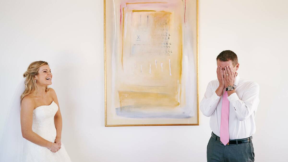 The moment before Mike Baird saw his daughter.  Photo: James Day Photography