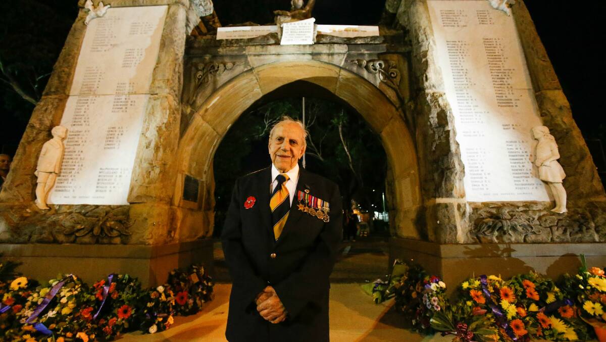 WWII veteran Ron Sewell at the Wollongong dawn service on Tuesday. Picture: ADAM McLEAN