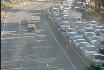 Southbound traffic is heavy on Mount Ousley after a two-car accident. Picture: LIVE TRAFFIC