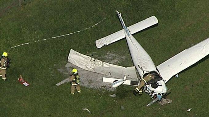 The light plane crashed into a paddock in Cobbitty. Picture: NINE NEWS