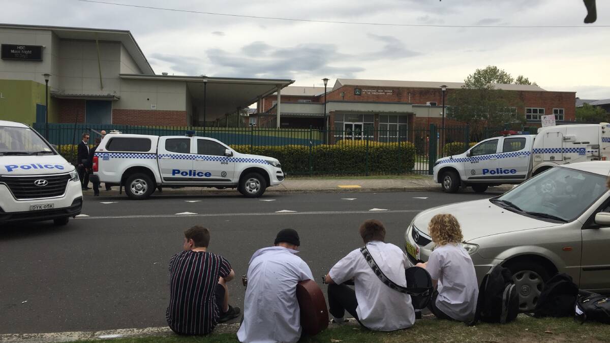 Police are investigating a bomb threat at Wollongong High School of the Performing Arts on Monday. Picture: Robert Peet