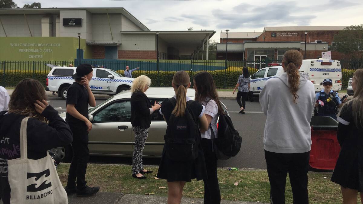 Police are investigating a bomb threat at Wollongong High School of the Performing Arts on Monday. Picture: Robert Peet