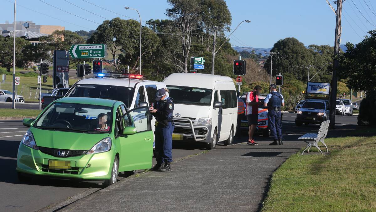 A 10-year-old boy was taken to Wollongong Hospital after he was hit by a car at Shellharbour on Tuesday. Picture: ROBERT PEET