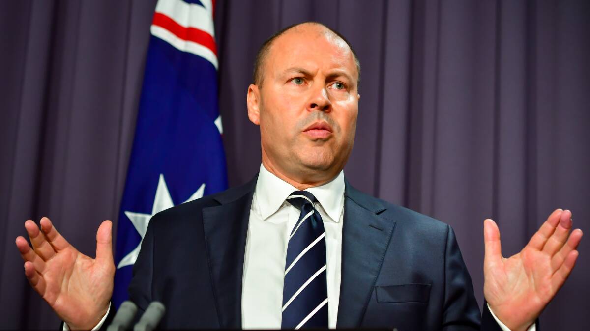 Treasurer Josh Frydenberg holds a press conference for the release of the 2021-22 Mid-year Economic and Fiscal Outlook last December. Picture: Elesa Kurtz