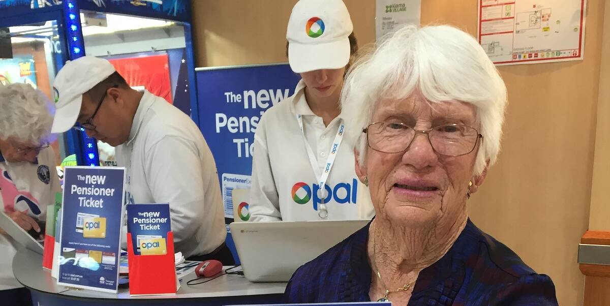 TRAVEL CARD: Heather Shepherd was one resident who took the opportunity to apply for her Opal card at the information kiosk at Kiama Village Shopping Centre. Picture: HAYLEY WARDEN