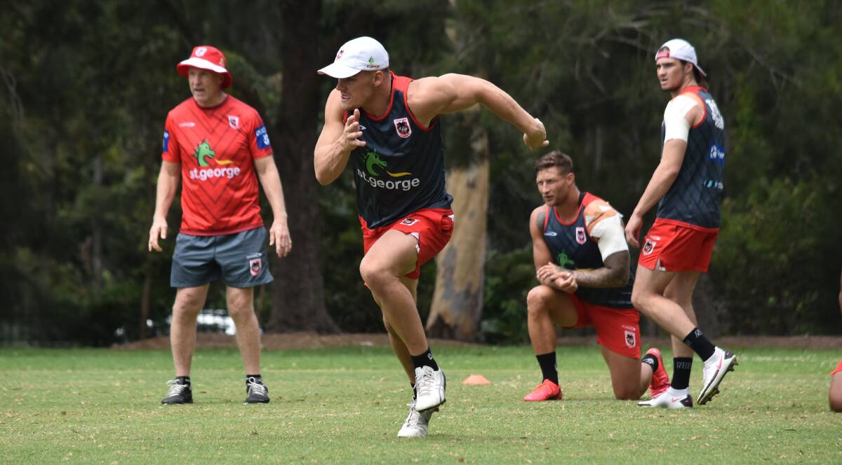 Gerringong's Jackson Ford pushes himself during a recent St George Illawarra pre-season session. Photo: Dragons Media