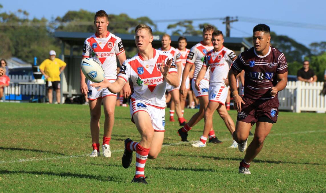 Tyran Wishart playing Jersey Flegg for the Dragons against the Sea Eagles at Michael Cronin Oval in 2019. Photo: ALLAN BARRY