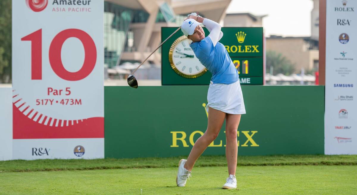 Milton's Kelsey Bennett is three shots off the lead after round one in the United Arab Emirates. Photo: Supplied