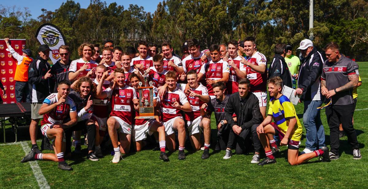 The under 18s Albion Park-Oak Flats side after their grand final win. Photo: SPORTS FOCUS PHOTOGRAPHY