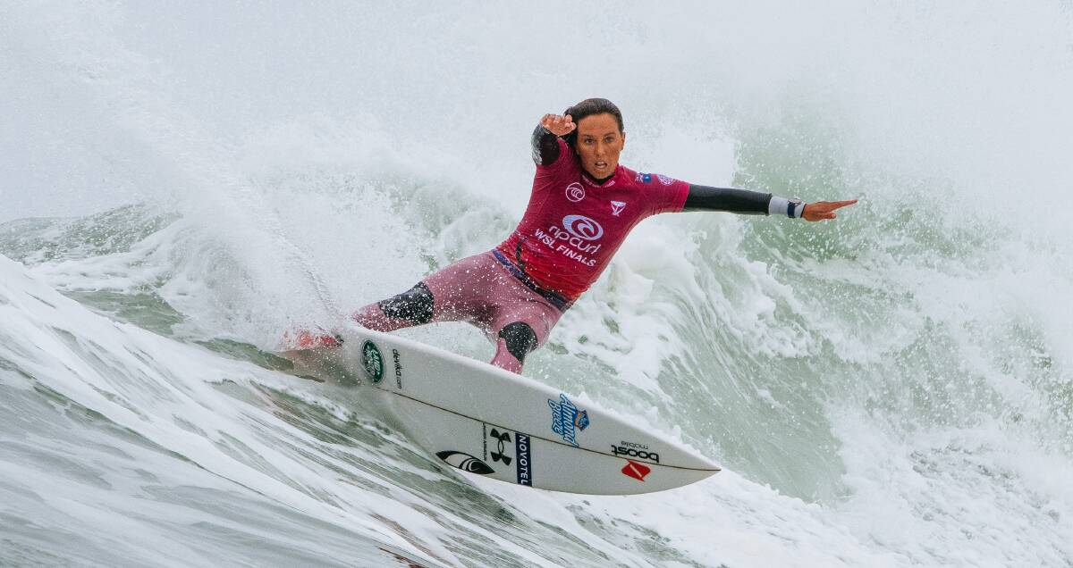 FOCUSED: Gerroa's Sally Fitzgibbons surfs during the final five at Lower Trestles on Wednesday (AEDT). Picture: WSL/Nolan