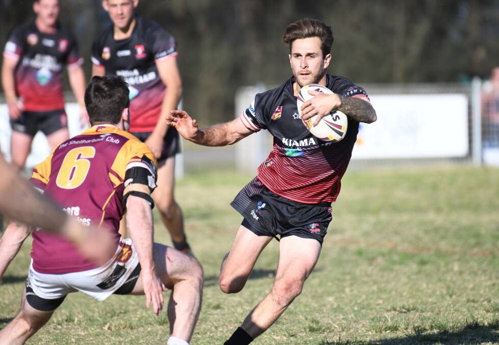 Kiama's Tom Atkins makes a run against Shellharbour during Sunday's preliminary final at Cec Glenholmes Oval. Picture: Kristie Laird
