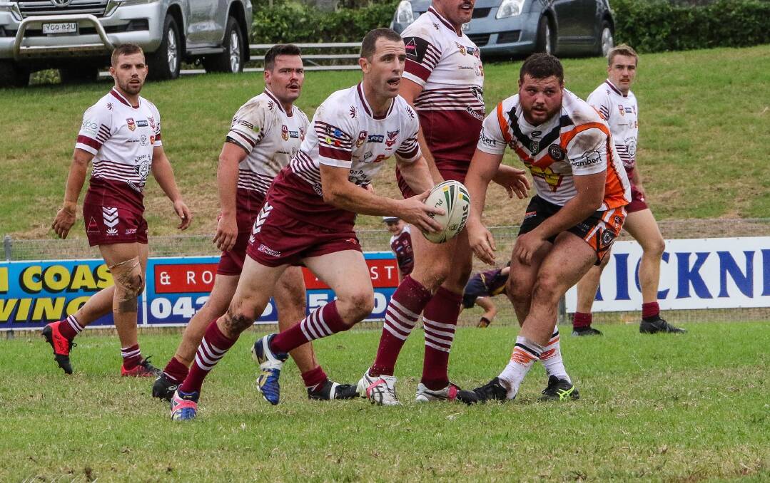 Back in action: Luke Patten makes a run for the Eagles in his debut at the weekend. Picture: Albion Park-Oak Flats RLFC