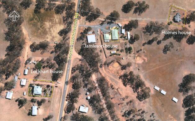 The three properties were in relatively close proximity south of Wedderburn. Ian Jamieson's house was in the middle.
