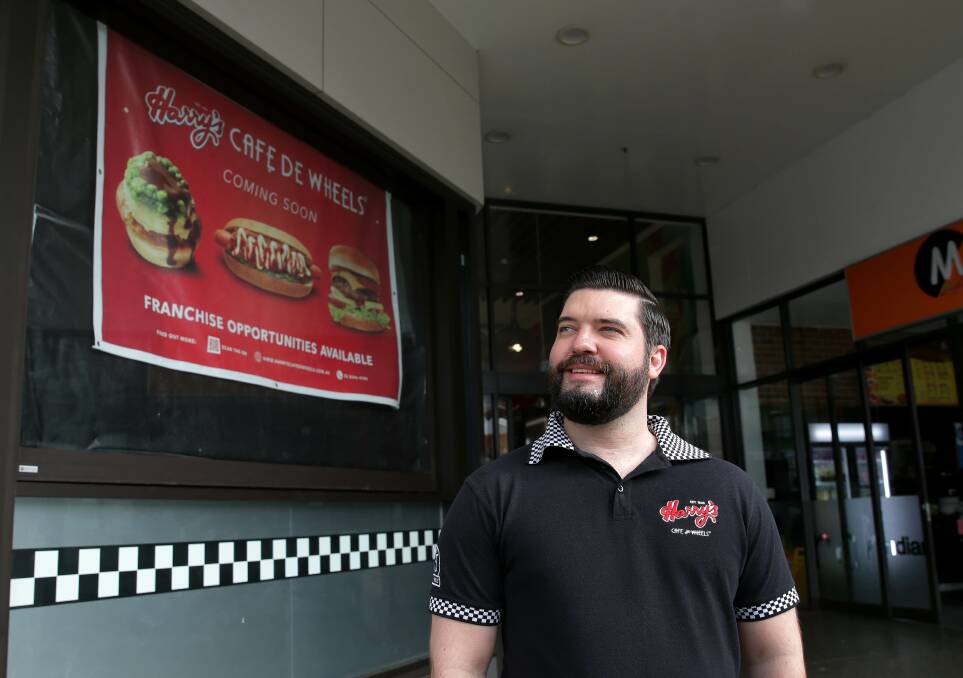 A slice of thje action: Harry's Cafe de Wheels chief executive officer Daniel Beuthner outside the Kogarah Town Centre where his latest outlet will open in August. Picture: John Veage