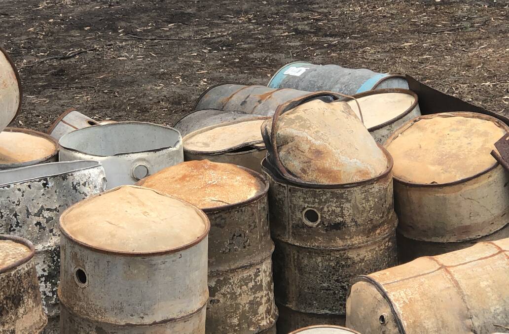 EXPLOSIVE: Some of the drums that exploded during the blaze.