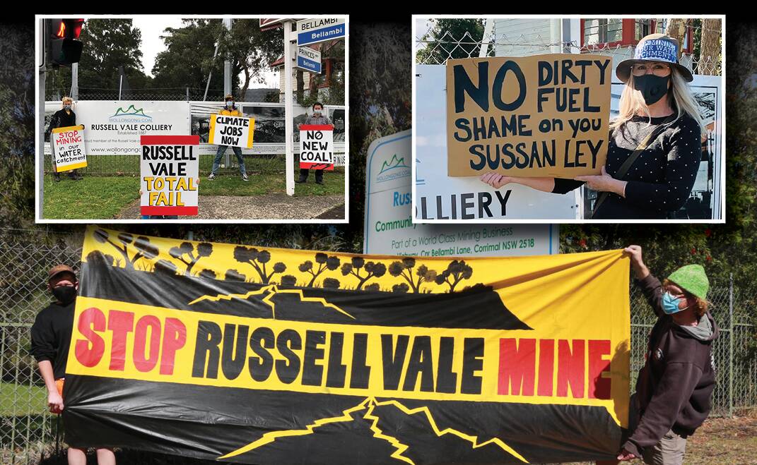 Unhappy: Protest groups met at the gates of Russell Vale mine on Saturday to voice their opposition to the Federal Government's decision to approve a mining expansion. Picture: supplied