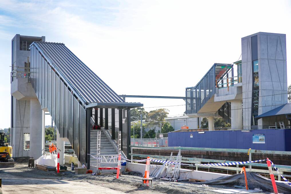 While construction of the lifts at Unanderra station is well underway, the completion of the project has been pushed back more than six months. Picture by Adam McLean
