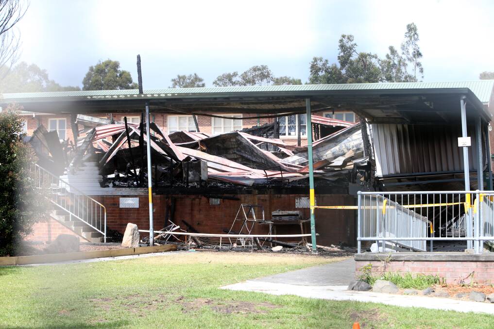 On fire: Part of Corrimal High School was destroyed by fire that started over a weekend in November. Picture: Sylvia Liber