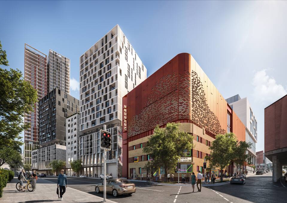 The Grand Hotel on the corner of Keira and Burelli streets will be "reimagined" with a band venue, cinema and exhibition space. Picture: BVN Architecture
