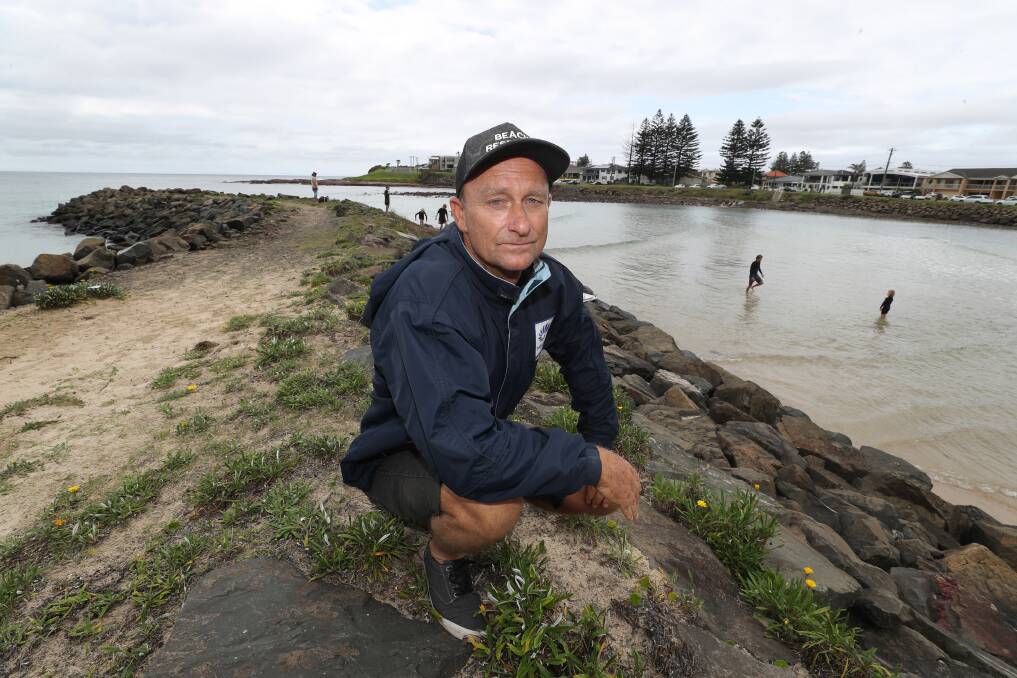 Shellharbour mayor Chris Homer near Little Lake at the southern end of Warilla Beach, where council lifeguards helped save a boy struck by lightning. Picture by Robert Peet