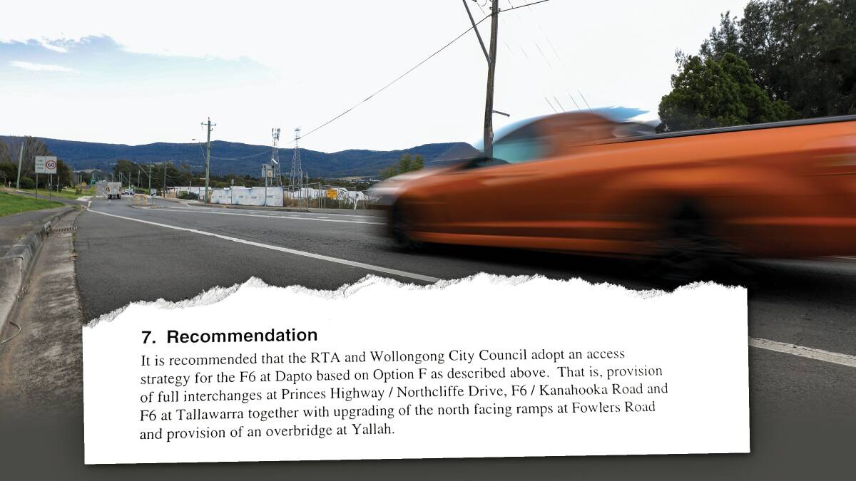 A recommendation from a 1997 Wollongong City Council report called for more motorway on and off ramps at Dapto.