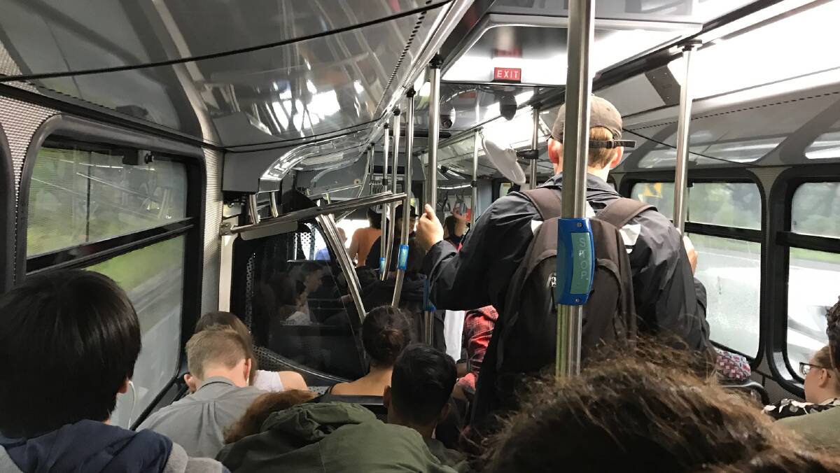 The 887 bus that runs between Campbelltown and the University of Wollongong is sometimes standing room only, according to Campbelltown MP Greg Warren. Picture: Supplied