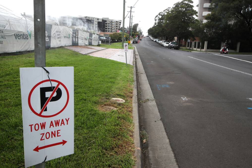 Parking: The no parking signs in place along Smith Street as work begins on a pop-up bike lane, which will see the loss of a dozen spaces. Picture: Sylvia Liber
